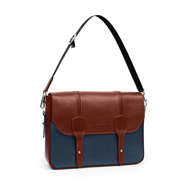 Heritage Messenger Blue and Pull Up Cognac